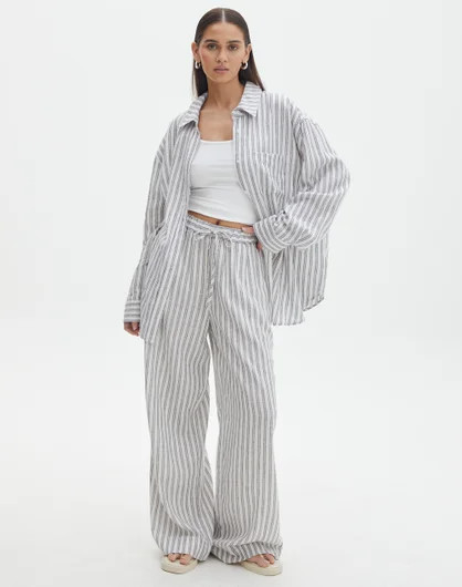 Stripe Linen Blend Pant in Maverick Stripe | Glassons | Glassons (NZ)