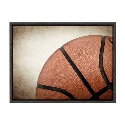 18&#34; x 24&#34; Sylvie Vintage Bball Framed Canvas by Shawn St. Peter Gray - DesignOvation | Target