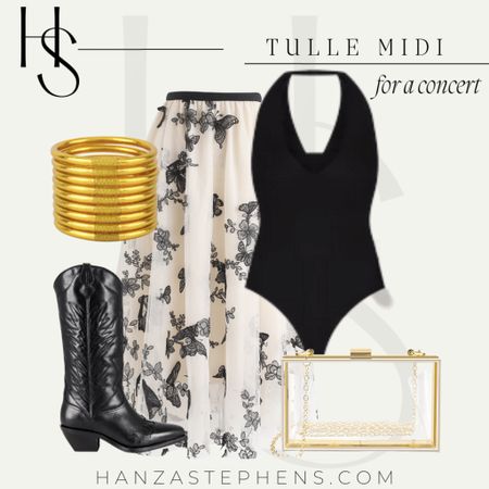 Styling a tulle midi skirt for a concert 
Country concert outfit inspo 
Fall concert outfit inspo 