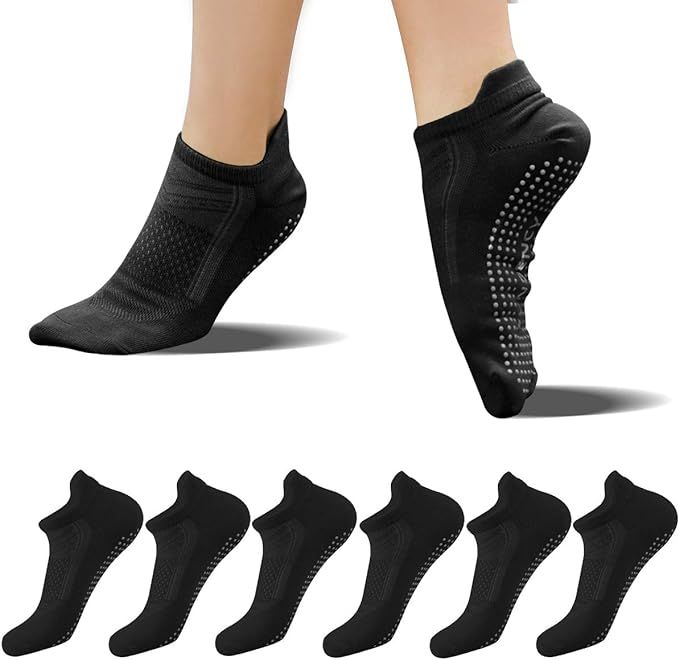FUNDENCY Non Slip Yoga Socks for Women 6 Pairs, Anti-Skid Socks for Pilates Bikram Fitness Socks ... | Amazon (US)