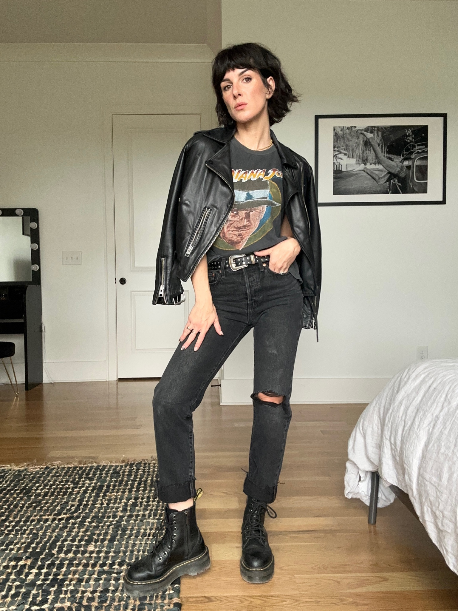 A vintage graphic tee, perfect pair of black ripped jeans, leather biker jacket and combat boots is my  go-to fall outfit most days! My jacket is All Saints and one of the most worthwhile investments in my wardrobe. I’ve had it nearly 10 years! Also linked some more affordable options below!

Fall fashion - style inspo - outfit of the day - boyfriend jeans - dr martens - cool outfit - rocker style 

#LTKshoecrush #LTKSeasonal #LTKstyletip