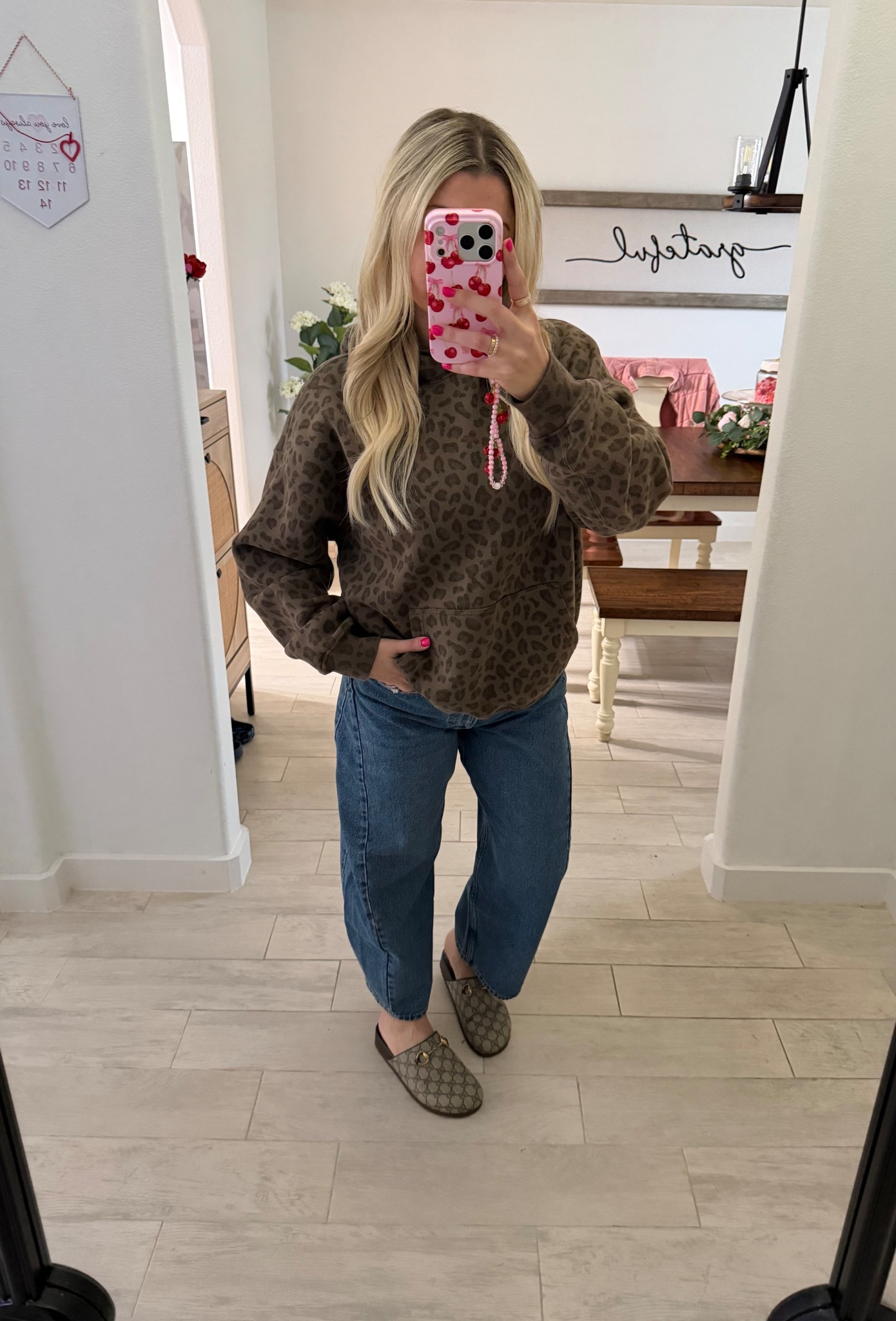 Casual Outfit 
Leopard hoodie small
Barrel jeans 27 short
Gucci clogs tts

#LTKootd #LTKSaleAlert