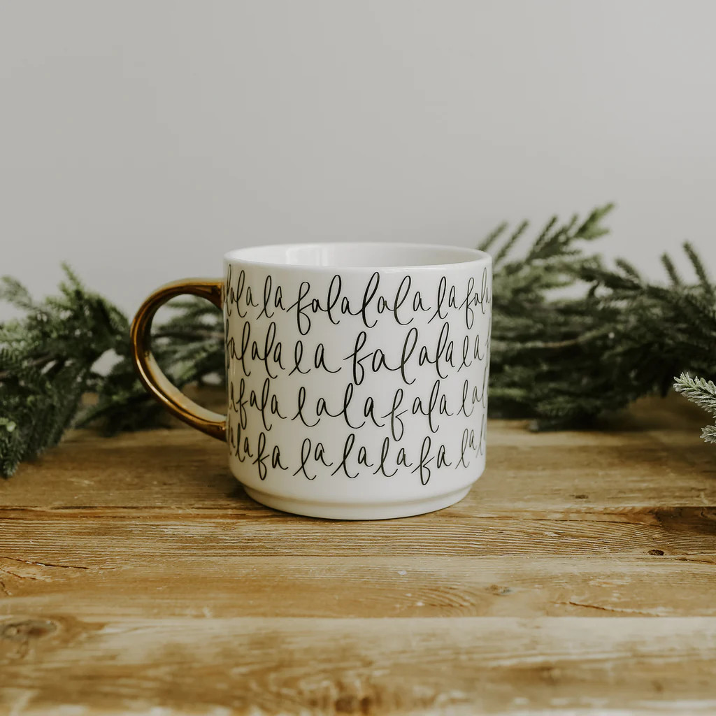 Fa La La Gold Tile Coffee Mug - 17 oz | Abandoned Cakes