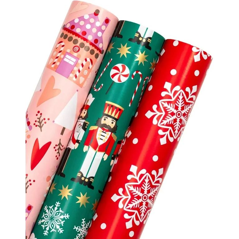 WRAPAHOLIC Christmas Wrapping Paper Roll - Mini Roll - 3 Rolls - 17 Inch X 120 Inch Per Roll - Nu... | Walmart (US)