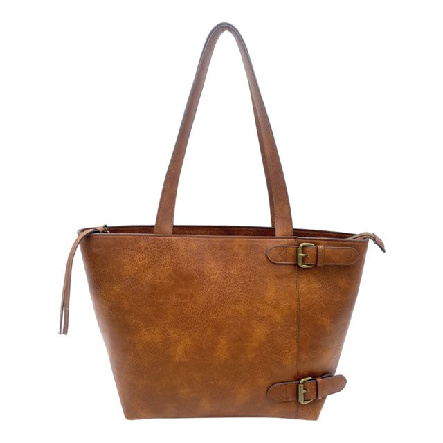 T-Shirt & Jeans Women's Kenya Vegan Leather Tote Handbag, Cognac - Walmart.com | Walmart (US)