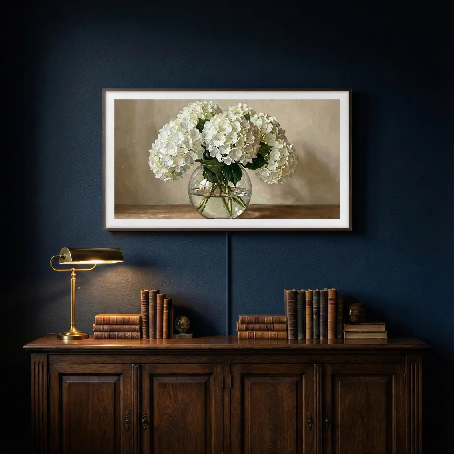 Spring Frame TV Art, White Hydrangea Painting, Neutral Botanical Decor, Vintage Floral Still Life... | Etsy (US)