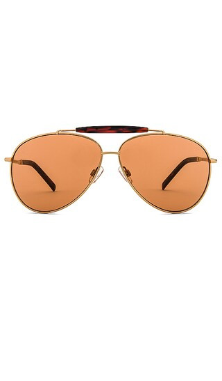 The City Sunglasses in Shiny Gold Metal & Dark Orange Mono | Revolve Clothing (Global)