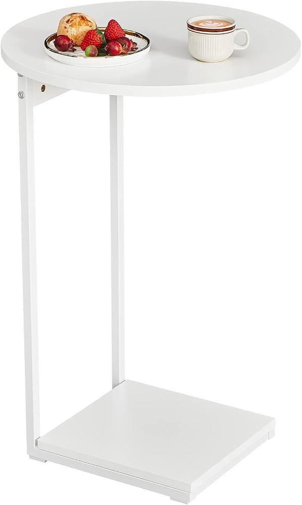 WOHOMO Sides Table Living Room, Small End Table for Small Space, 26.5" C Shaped Tall Slide Under ... | Amazon (US)