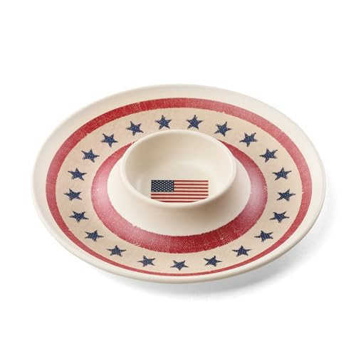 Oneida Kitchen And Dining, Vintage Americana Chip 'n Dip Tray, Melamine Material, Serving Tray, Dishwasher Safe, Snacks Fruit, Serving, Home Decor, Home and Kitchen (White, 1 Piece, 12.75 Diameter) | Amazon (US)