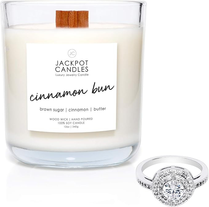 Jackpot Candles Cinnamon Bun Candle with Ring Inside (Surprise Jewelry Valued at $15 to $5,000) R... | Amazon (US)