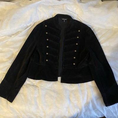 Vintage Y2K Cropped Velvet Military Jacket Women’s Size 18 Black | eBay UK
