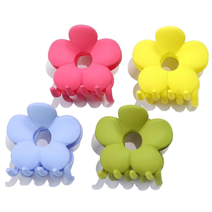 Flower Claw Clips Hair Claw Clips Matte Plastic No Slip Shaped Cute Flower Hair Catch Clamps Stro... | Amazon (US)