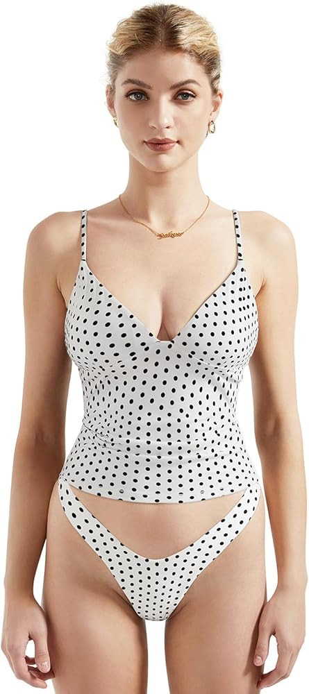 SUUKSESS Women Sexy Deep V Neck Sleeveless Fitted Basic Tops Y2K Tank Top Cami | Amazon (US)