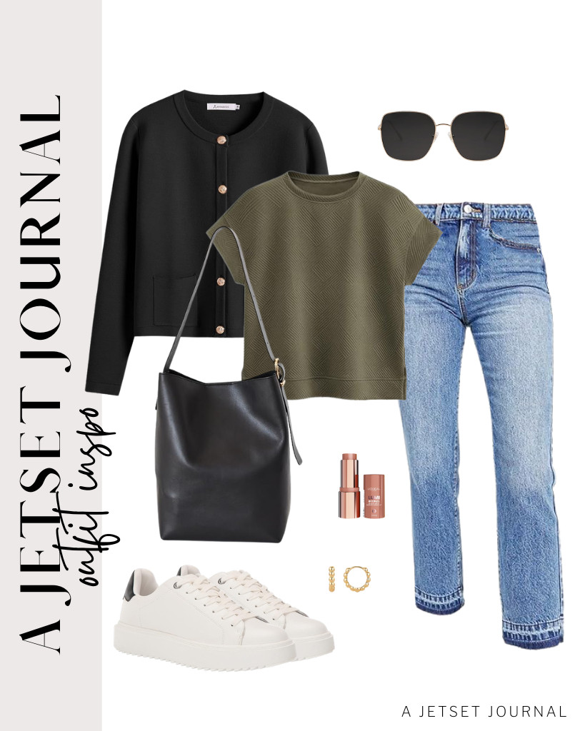 Check out this next outfit: a short-sleeve top, jeans, and an ANRABESS button-down cropped cardigan. It pairs well with Steve Madden Charlie sneakers and a bucket tote from Madewell.


#LTKSeasonal #LTKSaleAlert #LTKTravel 

 