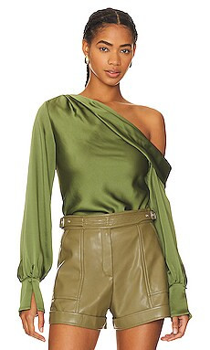 SIMKHAI Alice One Shoulder Top in Nori from Revolve.com | Revolve Clothing (Global)