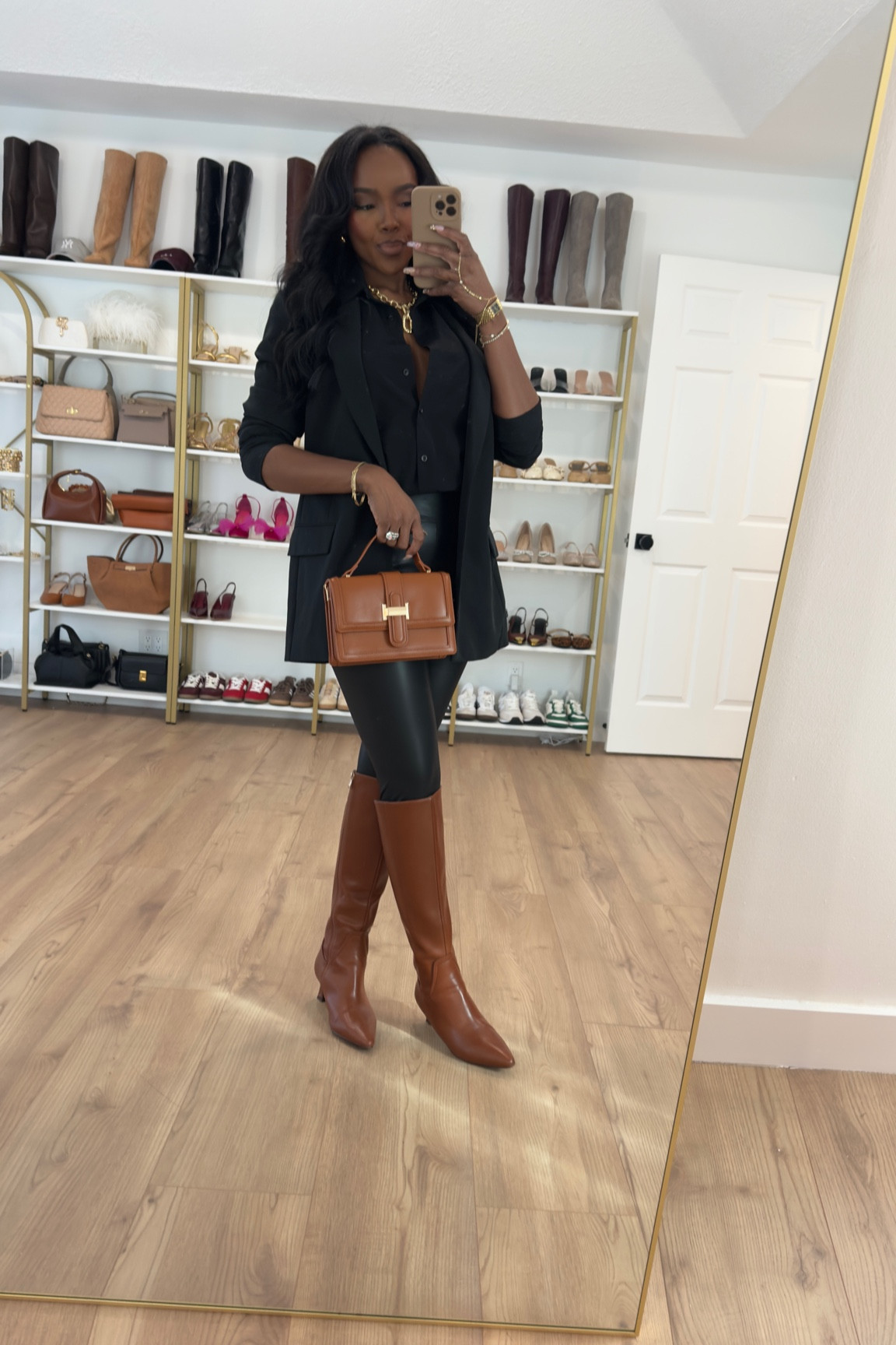 Easy Look 
Black x Brown with splashes of Gold 

|•Size small I’m 5’4 | 140lbs | 36D -27 -40  IG & YT: kirasfashionfinds TT: kiraabboud•|

#LTKStyleTip #LTKU #LTKWatchNow