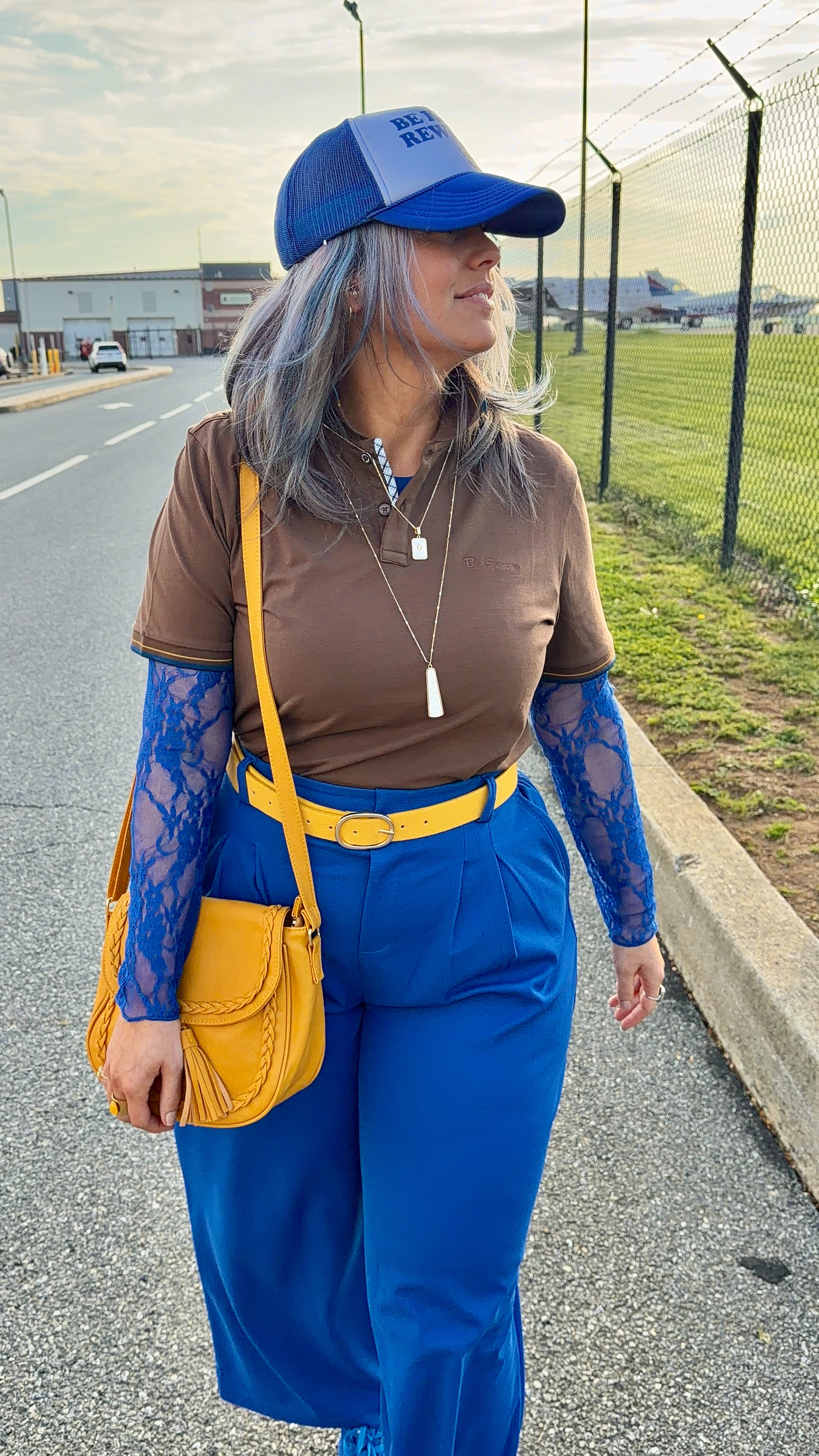 Is this outfit giving you Blockbuster vibes? But in the best way? 

These pants are from Halara and they are some of my most favorite work pants that feel like sweatpants! 

Wearing a size Large in both my pants and the lace layering top. My brown tee is old but I linked a similar.  

 #LTKootd #LTKOver40 #LTKTravel