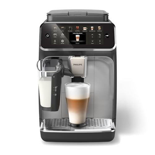PHILIPS 4400 Series Fully Automatic Espresso Machine – 12 Hot & Iced Coffees, Quick-to-Clean LatteGo Milk System, SilentBrew, QuickStart, Ceramic Grinder, Black Chrome (EP4444/90) | Amazon (US)