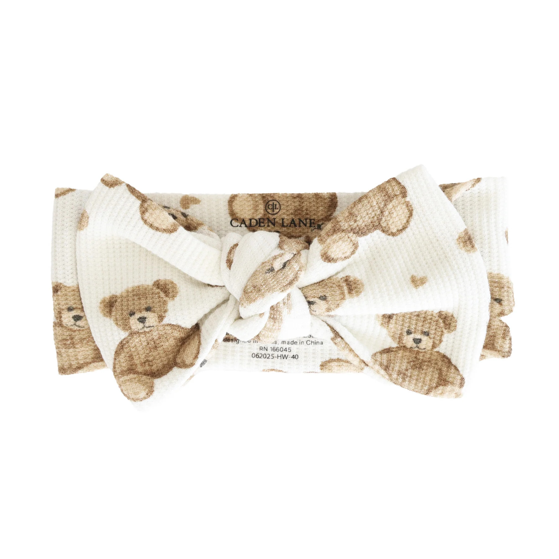 Beary Sweet Bamboo Waffle Knit Large Bow Headwrap | Caden Lane