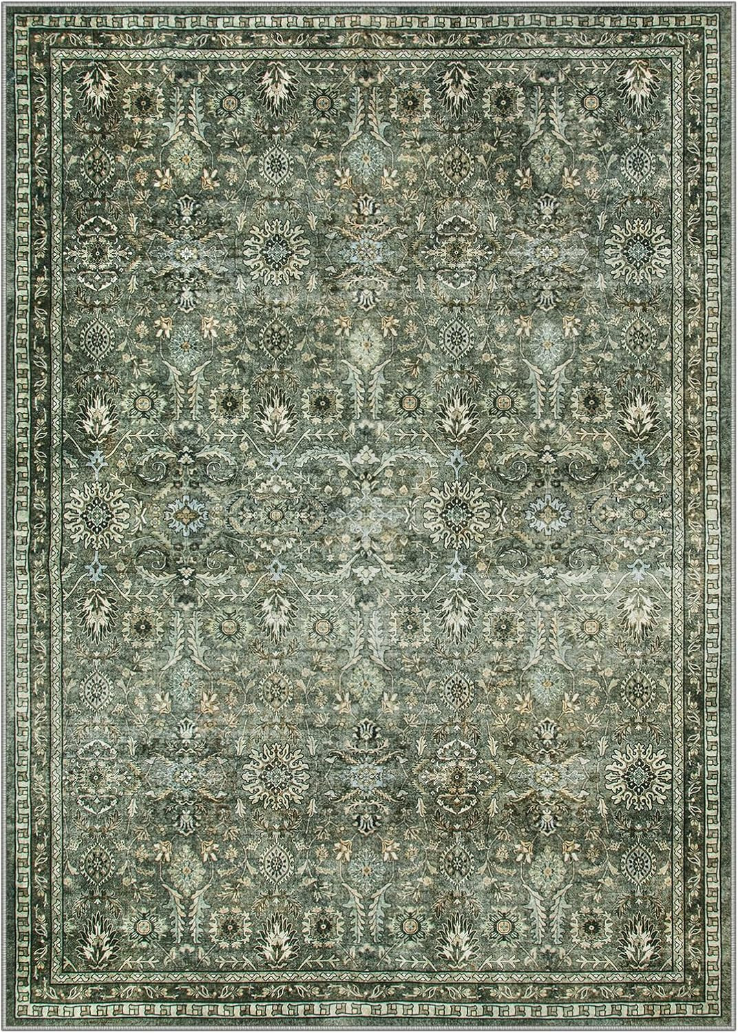 Morebes Washable Green Rugs for Living Room, Boho 5x7 Area Rugs for Bedroom, Vintage Distressed F... | Amazon (US)