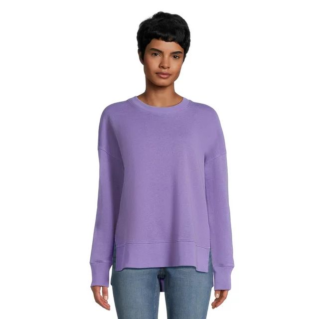 Time and Tru Women's High Low Pullover Sweatshirt, Sizes S-3XL - Walmart.com | Walmart (US)