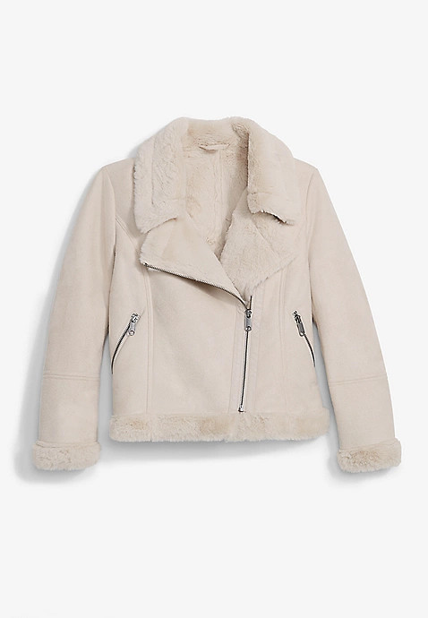 Girls Sherpa Moto Jacket | Maurices