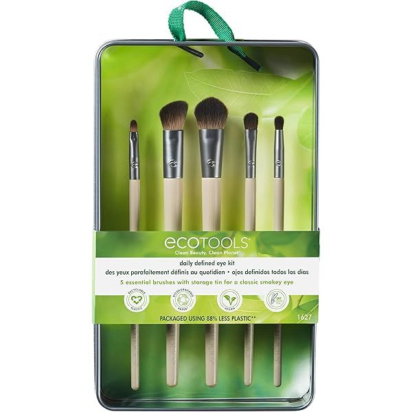 EcoTools Makeup Brush Set for Eyeshadow, Foundation, Blush, and Concealer with Bonus Storage Case, S | Amazon (US)