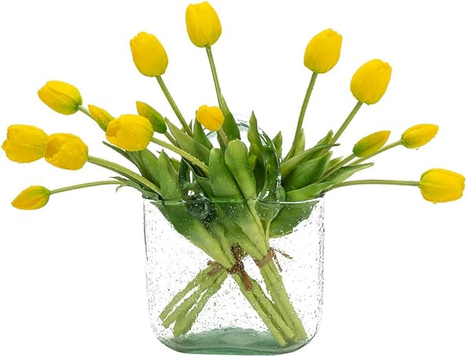 DUYONE 15pcs Artificial Tulips Flowers, Latex Bouquet, Fake Tulips for Office Wedding Party Home ... | Amazon (US)