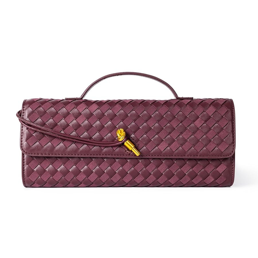 Woven Purse for Women Evening Clutch Woven Leather Handbags Crossbody Bag Formal Evening Bag | Amazon (US)