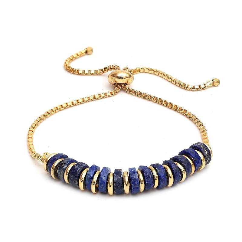 Gempires Lapis Lazuli Bracelets, Heishi Beads Bracelet, Blue Lapis Bracelets for Women with 14k Y... | Amazon (US)