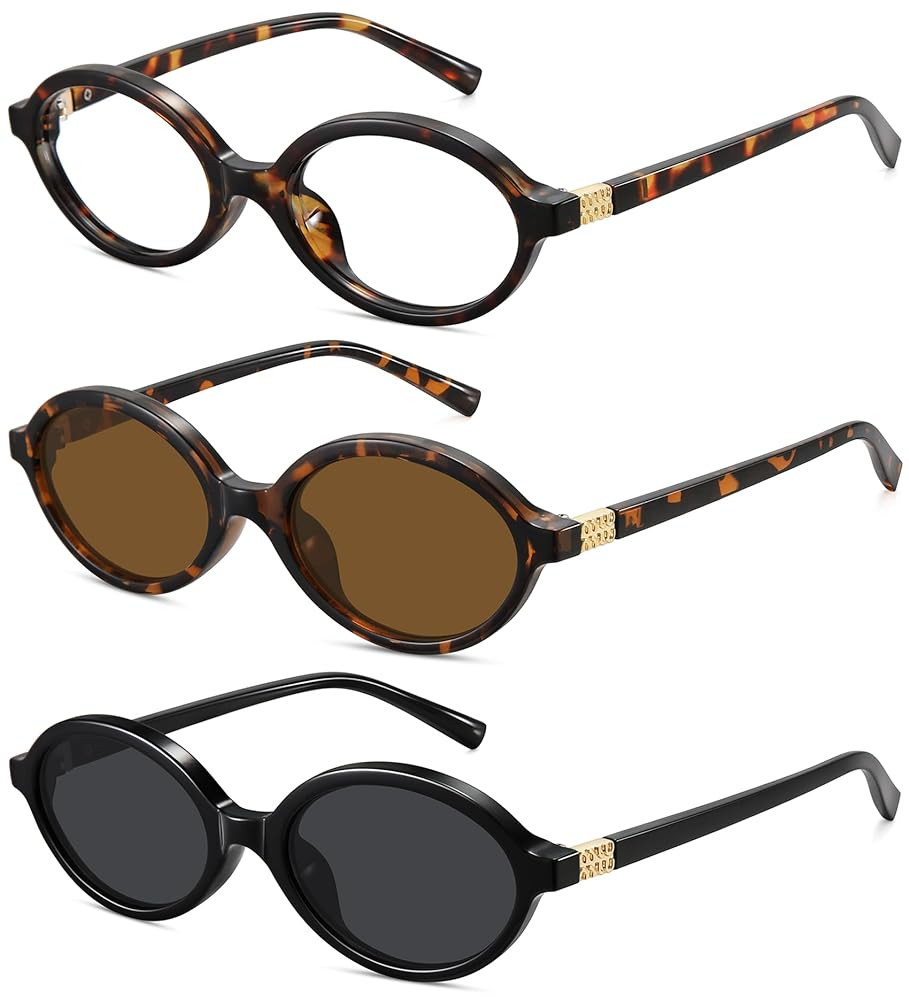 WOWSUN Retro Oval Sunglasses Womens Trendy Sun Glasses Sunnies UV400 Protection | Amazon (US)