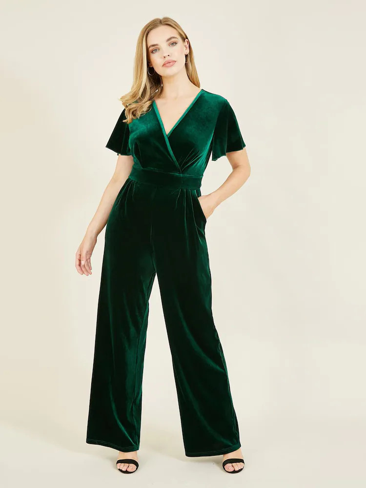 Yumi Dark Green Jumpsuit With Angel Sleeves | Next EU