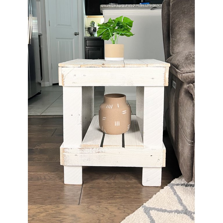 Woven Paths Reclaimed Wood End Table, White | Walmart (US)