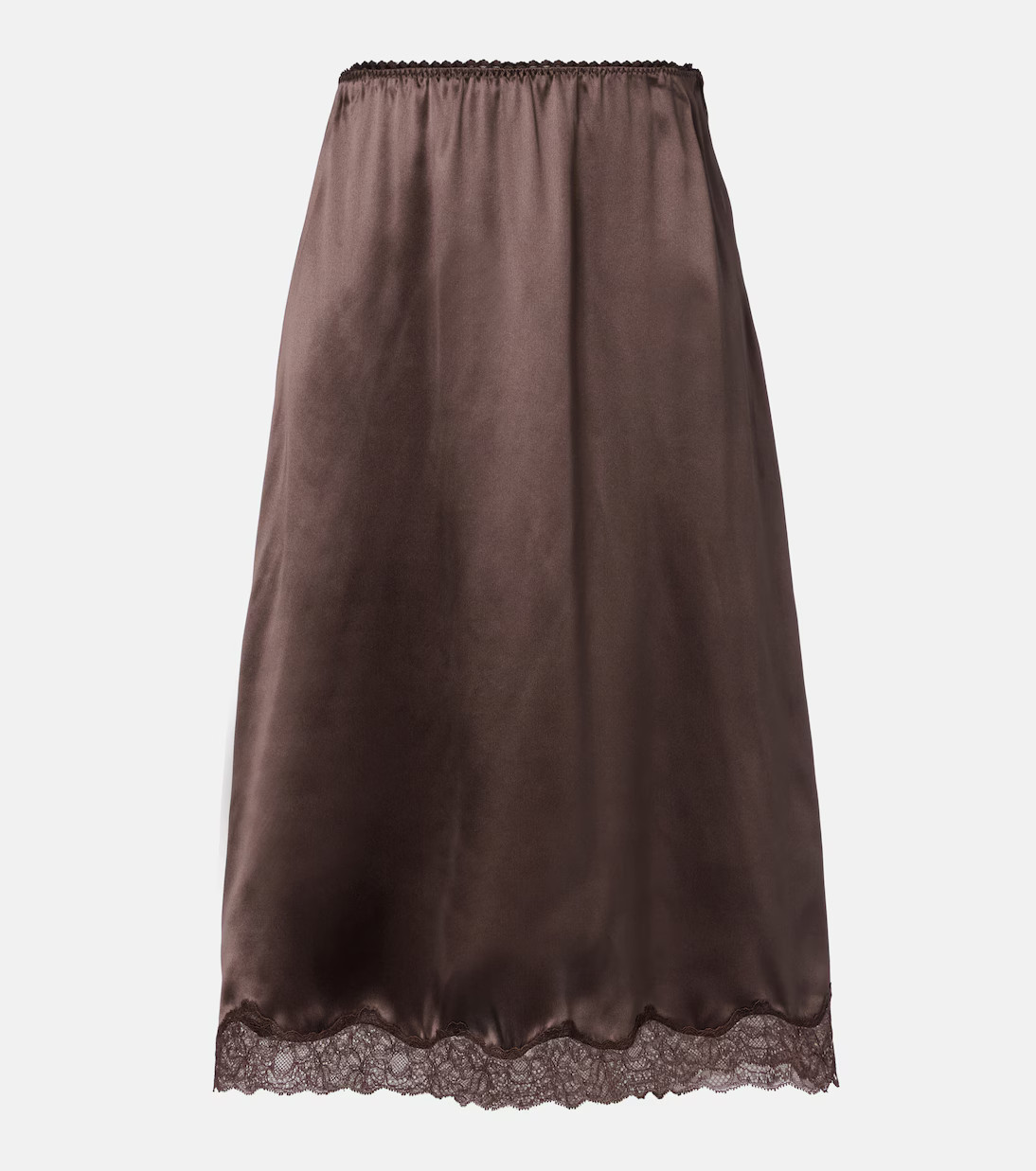 Lace-trimmed silk satin slip skirt | Mytheresa (US/CA)