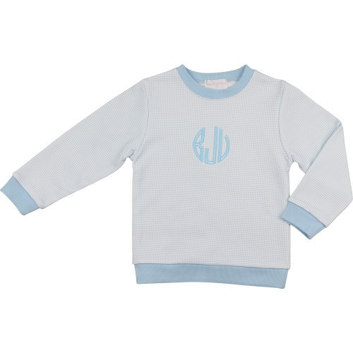 Blue Gingham Sweatshirt - Shipping Mid October | Cecil and Lou