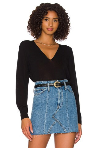 525 Deep V Neck Sweater in Black from Revolve.com | Revolve Clothing (Global)