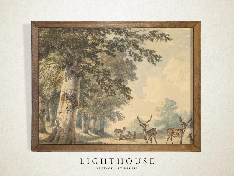 Vintage Forest Landscape Print  Vintage Woodlands Landscape - Etsy | Etsy (US)