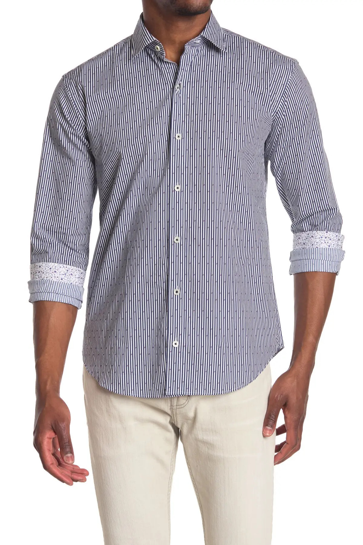 Bugatchi Dobby Stripe Shaped Fit Shirt at Nordstrom Rack | Nordstrom Rack
