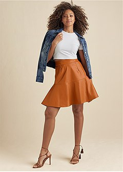 Faux Leather Trumpet Skirt | VENUS