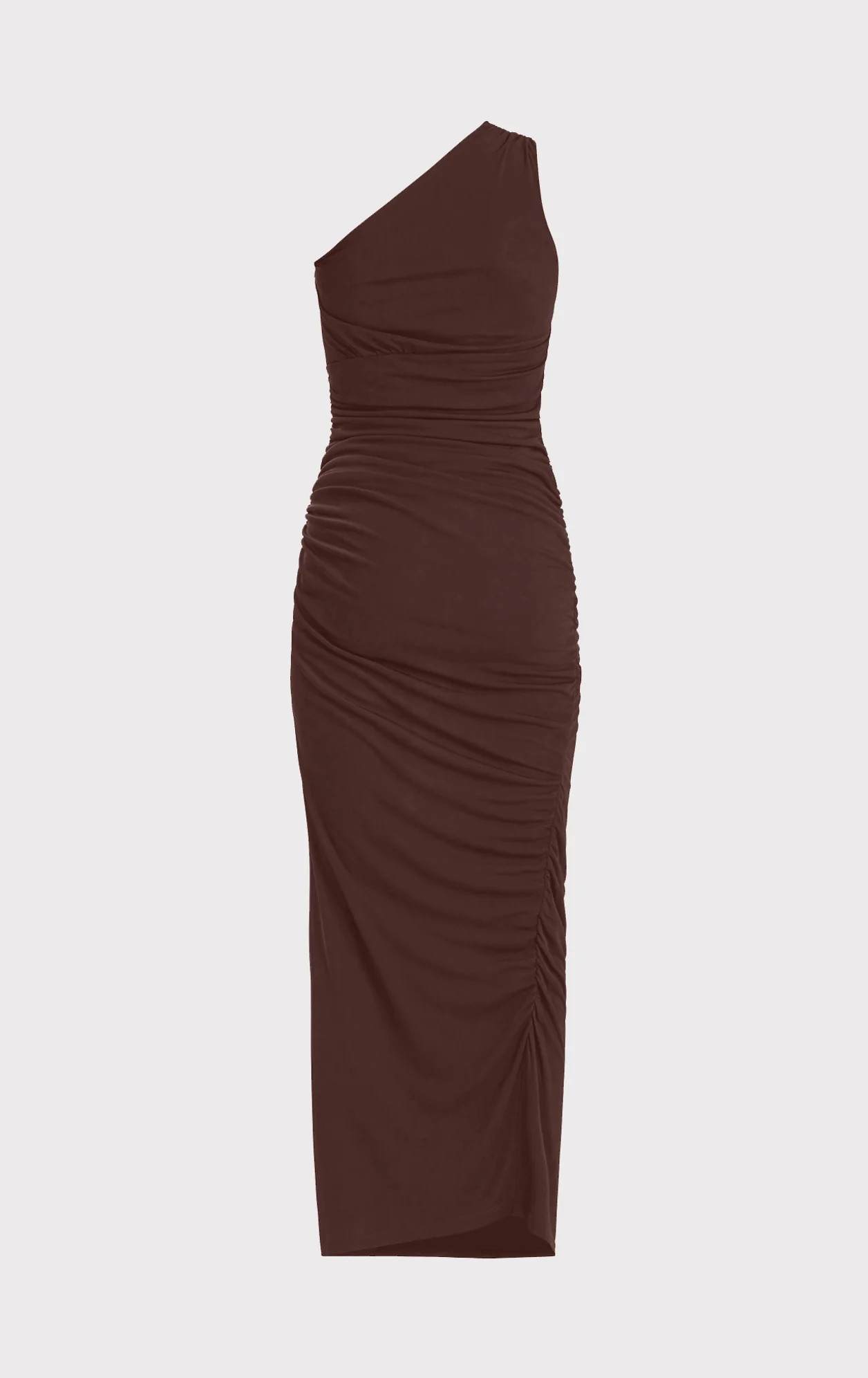RUCHED JERSEY ONE SHOULDER MIDI DRESS | Herve Leger