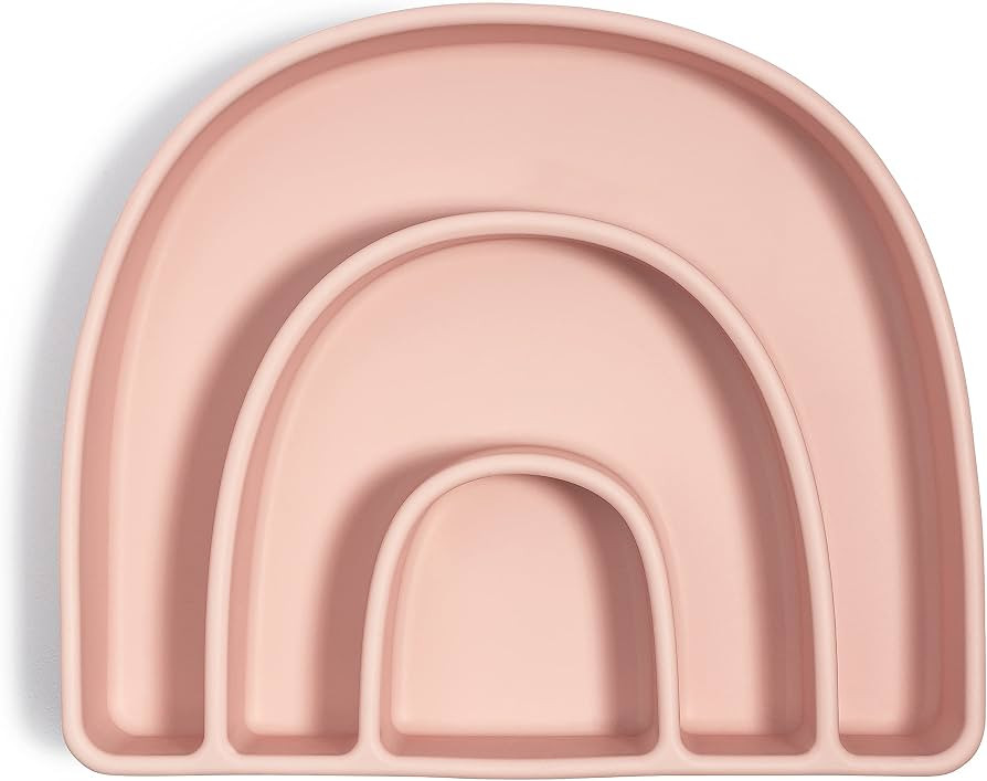 AVA + OLIVER Silicone Rainbow Plate | BPA-Free Divided Design with Non-Slip Suction Base (Guava) | Amazon (US)