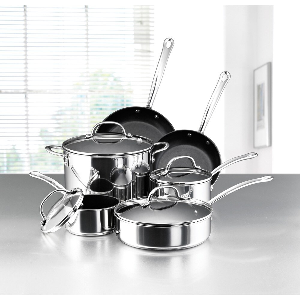 Farberware Millennium Nonstick Stainless Steel 10-piece Cookware Set (75655) | Bed Bath & Beyond