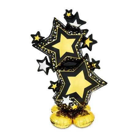 29" Black/Gold Air-Filled Stars Balloon, by Way To Celebrate | Walmart (US)
