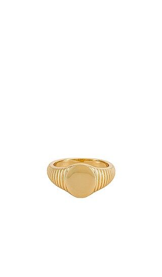 The Ridged Signet Ring in Gold | Revolve Clothing (Global)