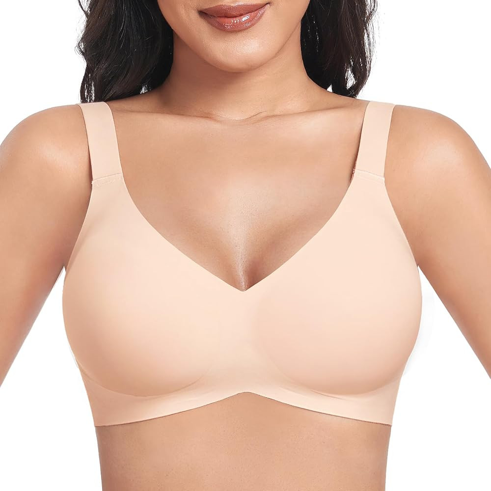 MOEOZLLO Buttery Smooth Bras for Women Full Coverage Wireless Bras No Underwire V Neck T-Shirt Br... | Amazon (CA)