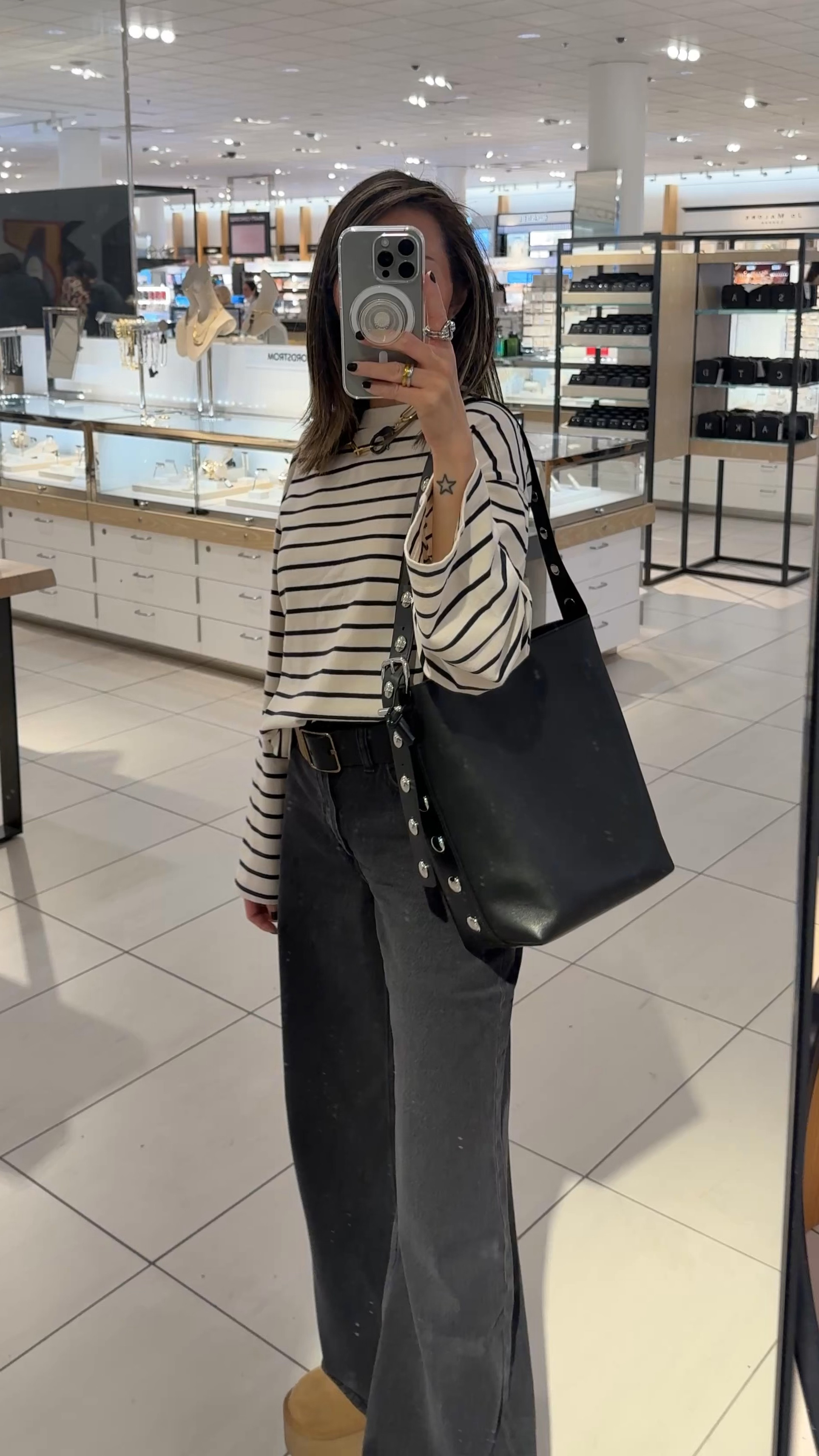 This studded tote bag is so good! It’s so soft and can hold so much inside. You can adjust the strap to wear it on your shoulders or crossbody. Love the silver hardware. It’s going to be my new everyday carryall. Comes without the studs and in other colors too. It’s 25% off right now. 



#LTKSaleAlert #LTKStyleTip #LTKItBag
