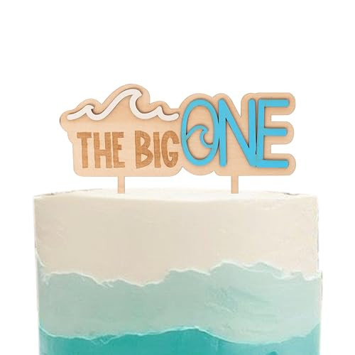 The Big One Wooden Cake Topper - Wave Theme First/1st Birthday Party Decoration,Surf Boy Party De... | Amazon (US)