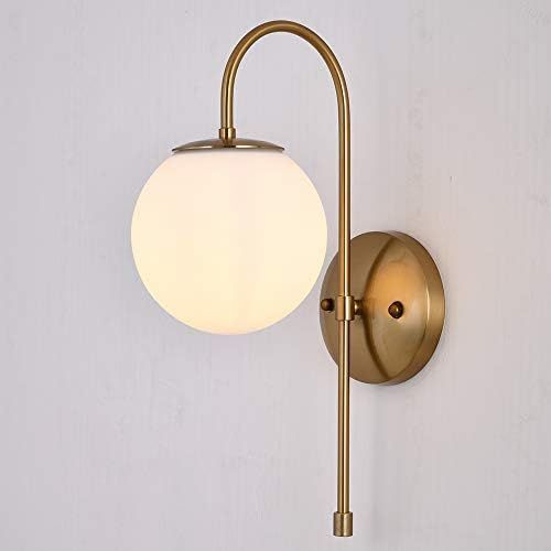 CASILVON Brushed Gold Wall Sconce Lighting, Frosted Glass Globe Shade Wall Sconce, Led Wall Lamp ... | Amazon (US)
