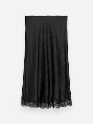 Lace-Detail Satin Skirt – Black – Women – ARKET GB | Arket UK