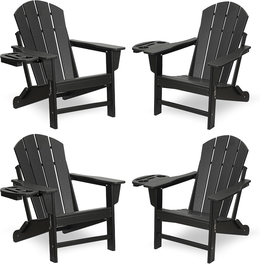 FOOWIN HDPE Folding Adirondack Chair Set of 4, All-Weather Resistant Adirondack Chair w/4 in 1 Cu... | Amazon (US)